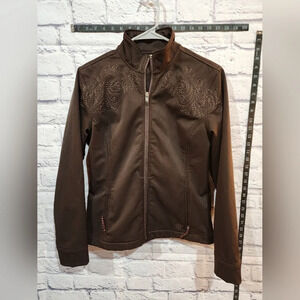 Ariat Brown Emproidered Jackwt with Orange Softshell Size M - Like New Condition
